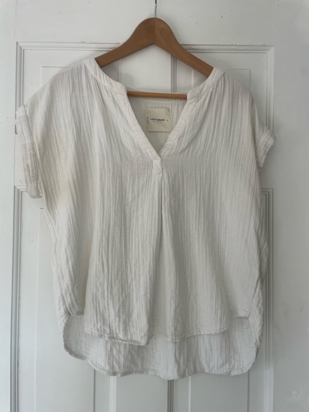 Lightweight White V-Neck Women's Top